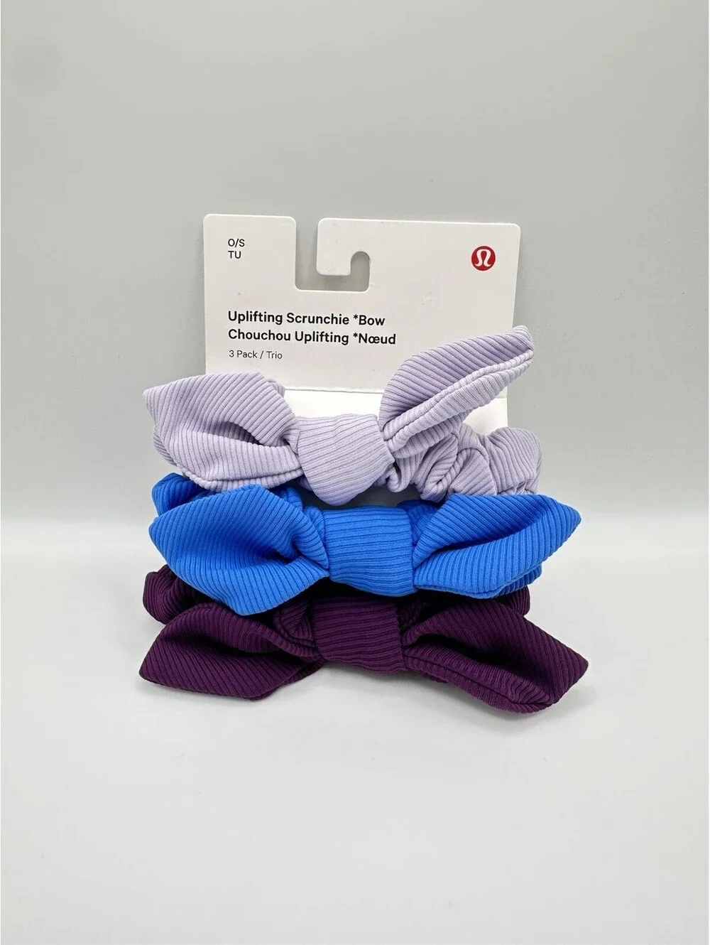 Lululemon Uplifting Bow Scrunchie (Lilac Ether/Pipe Dream Blue/Dramatic Magenta)